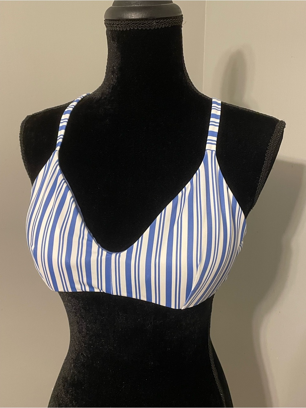RVCA Light Blue & White Striped Bikini Top